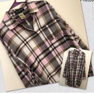 SPOON JEANS Womens L Long Flannel BPendleton Men's Plaid Shirt - Pink and Brown